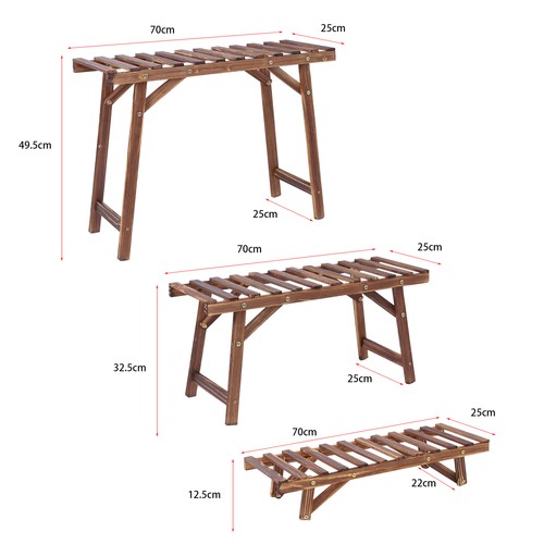 Extra Large Wood Plant Stand Flower Steady Carbonized Rack Outdoor Yard Patio - Picture 69 of 83