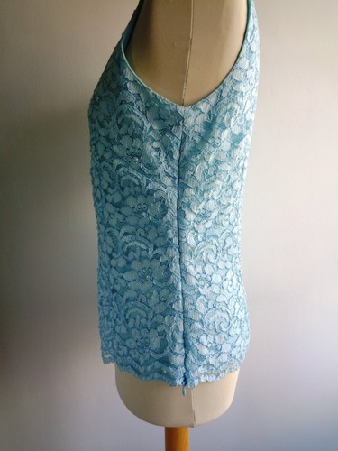 JACQUES VERT Blue Beaded Lace Top Camisole fits UK12 Wedding Mother of the Bride - Picture 16 of 20