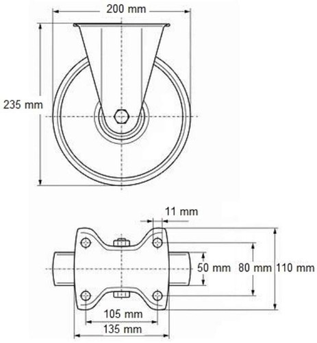 3 Set 200 mm SL Möbelrollen Transportrollen Schwerlastrollen Bockrollen 2 Bremse - Afbeelding 12 van 12