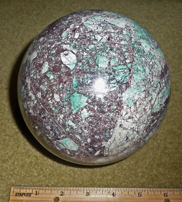 Large Copper/Iron Green and browns Gemstone Rock Sphere 5 1/4''  US handmade
