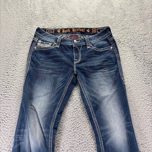 Rock Revival Jeans Damen 30x34 blau dunkle Waschung Baumwolle Stretch Arlene Boot NEU - Bild 2 von 14