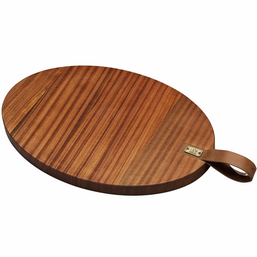 Sam Oval Mahogany Wood Edge Grain Handmade Cutting Board Made in the USA - Picture 3 of 9