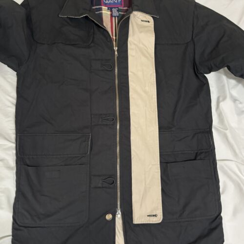 Vintage Gant Coat Black Down Insulated Men’s Large Cotton Shell Parka - Picture 2 of 13