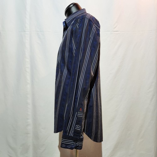 Robert Graham Mens Blue Shirt Striped Pattern Contrasting Flip Cuff Size Large - Bild 4 von 11