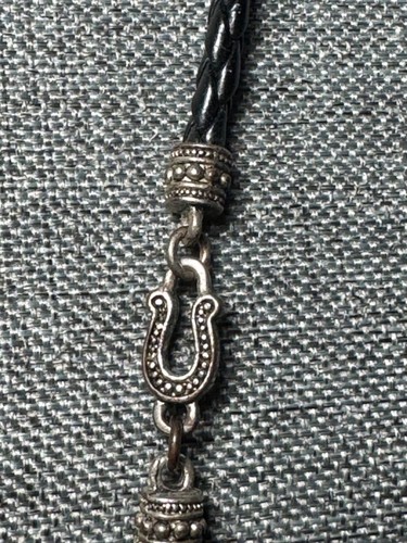 Vintage Brown Pendant Cord 26”+ Necklace Horseshoe detailed Rustic Earthy Boho - Picture 4 of 11