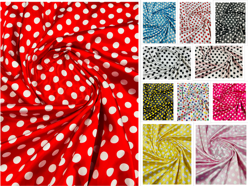 3/4" Inch Polka Dot Satin Fabric, Super Soft Silky Polka Dot Fabric By Yard