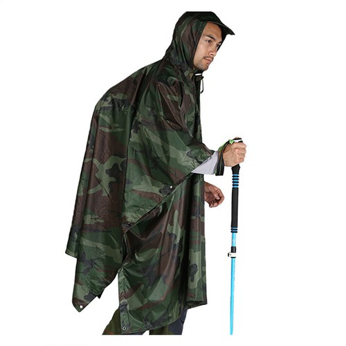Waterproof Rain Poncho Lightweight Reusable Hooded Coat Jacket for Outdoot - Picture 2 of 15