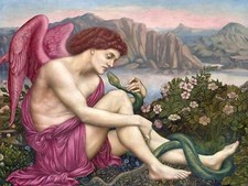 ANGEL WITH SERPENT by E. Morgan snake Tile Mural Kitchen Backsplash Ceramic 10x8