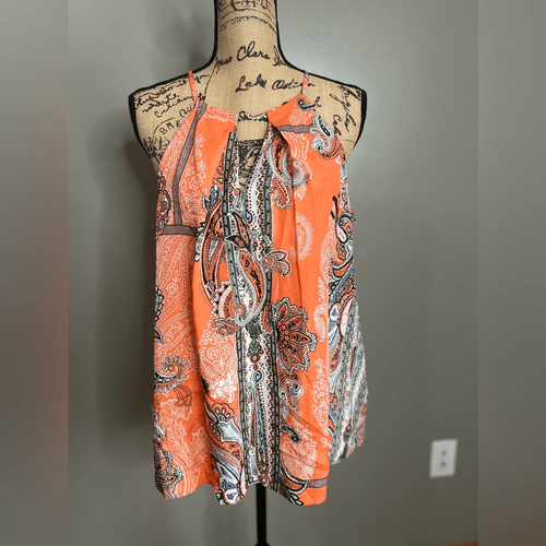New York & Company paisley blouse xl summer travel bright resort wear cruise - Picture 2 of 6