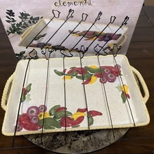 Elements Rectangle Serving Platter With 6 Skewers Inside 16" L x 11" W x 1.5" D