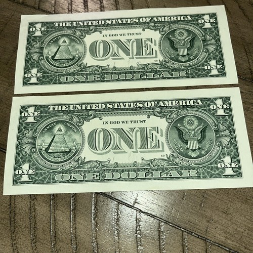 Fehler Fehldruck Off Center Star Note aufeinanderfolgendes Paar 1 $ One Dollar Schein ausgefallen - Bild 4 von 4