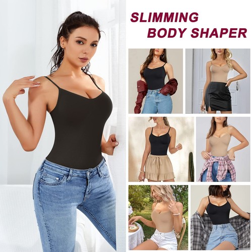Women Camisoles with Built In Bra Adjustable Spaghetti Strap Tank Top Scoop Neck - 第 10/57 張圖片