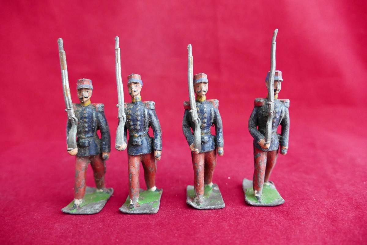 Anciens Soldats De Plomb Heyde - 4 Hussards Français De La 3e République - Petite Taille