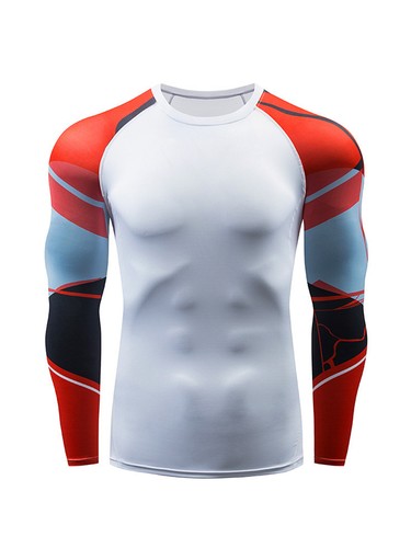 Camicia a compressione uomo strato base top sportivo maniche lunghe palestra asciugatura rapida - Foto 4 di 23