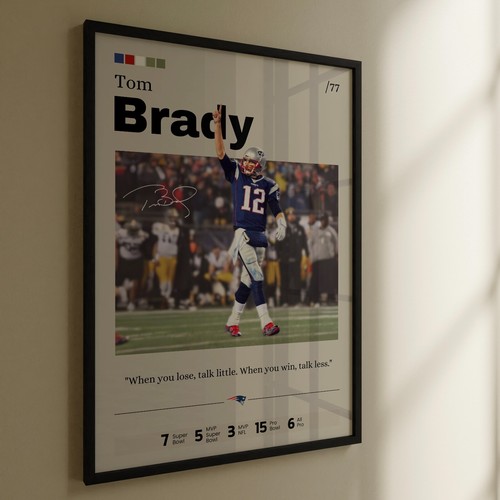 Tom Brady poster, New England Patriots print fan gift, Brady NFL print art - Picture 3 of 10