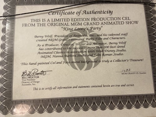 RARE - Hand Painted Cel - King Looey - MGM - LIMITED EDITION w/ COA - Picture 5 of 7