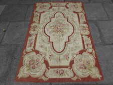 Old Hand Made French Design Original Wool 6x4 Rust Cream Aubusson 183X118cm