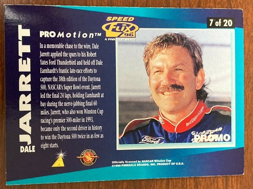 DALE JARRETT 1996 PINNACLE SPEED FLIX PROMO CARD NASCAR - Picture 2 of 2