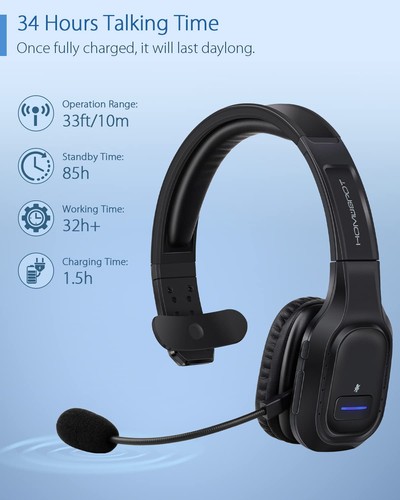 JM100 Trucker Bluetooth Headset mit AI Noise Cancelling, Wireless Headset mit... - Bild 4 von 7