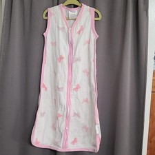 Aden  Anais Infants Sleep Sack Zips Gauzy Cotton Butterflies Sz 0-6 mos EUC