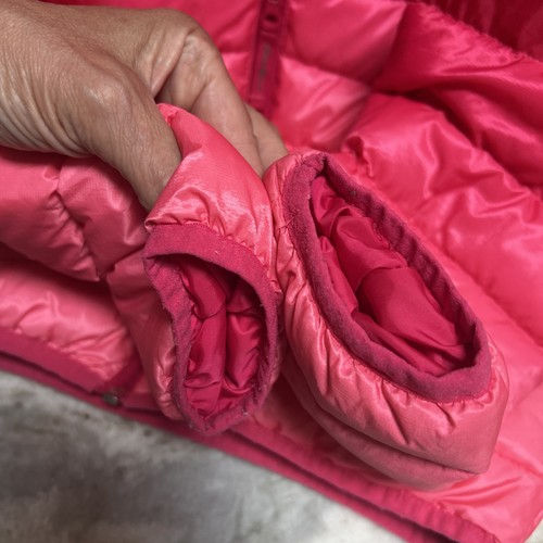 Eddie Bauer Girl’s Pink Down Puffer Hooded Reversible Jacket Size M 10/12 - Picture 4 of 9