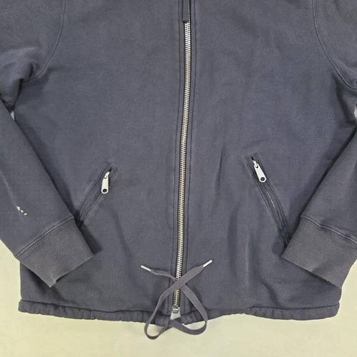 Acne Studios Denzel Bomber Jacket Mens XL Navy Blue Full Zip Drawstring Stained image 3