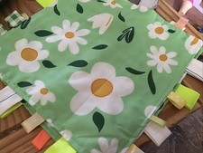 Set Of 2 Handmade Taggies - Green Floral / Checked