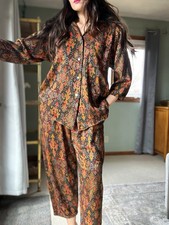 Vintage Loungewear Set 1980s Paisley Knit Retro Mod