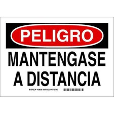 BRADY 38658 Peligro, Mantengase A Distancia, 14" W x 10" H, Rectangle, Plastic