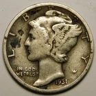 1931 S Mercury Dime 90% Silver F-Details   "Actual Coin Pictured - Not Cleaned"