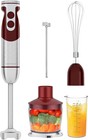 MegaWise Pro Titanium Reinforced 5 in1 Immersion Hand Blender, red
