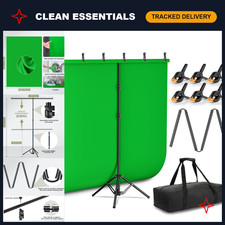 5x6.5ft Green Screen Backdrop Kit with T-Shape Stand 6 Clamps for Photography