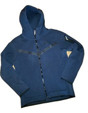 Nike Tech Fleece Full Zip Sweatshirt Hooded Jacket Mens M Navy Blue/Black Hoodie