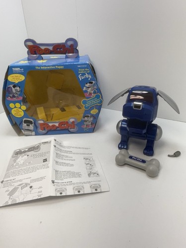 Vintage Y2K Tiger Hasbro Poo-Chi Interactive Blue/Silver Dog Robot Furby 2000 - Picture 1 of 24