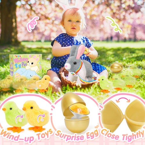 Plush Bunny Toy for Kids,Easter Interactive Realistic Bunny with Leash,Golden... - Picture 3 of 7