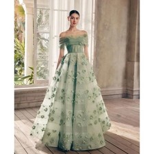 Luxury Off-shoulder Evening Dresses A-Line Luxurious Flower Lace Prom Gowns