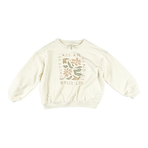 NEW Rylee + Cru Beauty Relaxed Sweatshirt in Ivory size 4-5