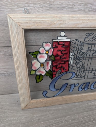 Seltene Graceland Gates Elvis Presley Buntglas gerahmte Fensterscheibe 22,5"x11,5" - Bild 5 von 9