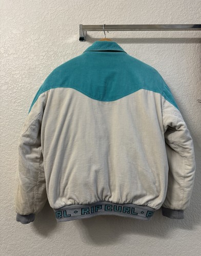 Vintage Rip Curl Reversible Corduroy Jacket Mens Small Grey Green Surf 90s - Picture 10 of 10
