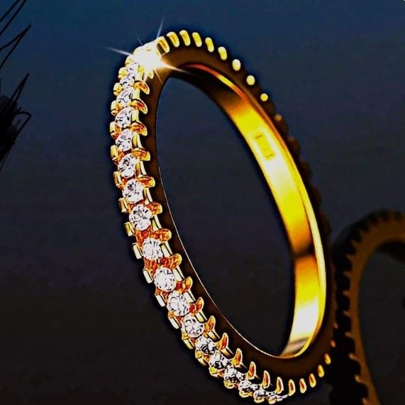 Moissanit Ring 40x memory 925 Silber Gold 18kt Brillant Diamant-Test ok!! GRA  - Bild 2 von 4