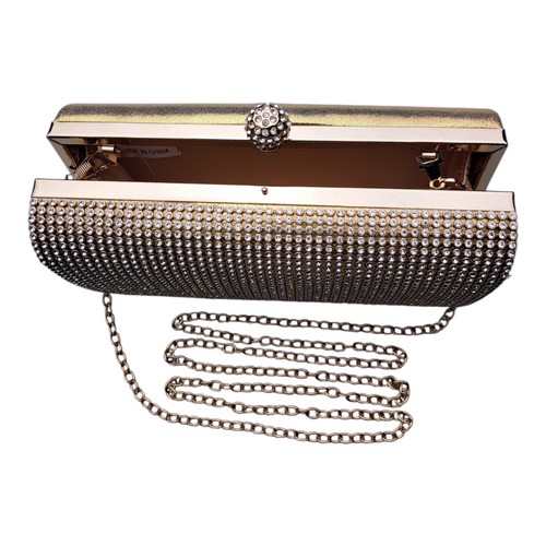 Blingy Gold Diamond Crystal Stone Evening bag Clutch Purse Party Prom Wedding - Picture 5 of 14