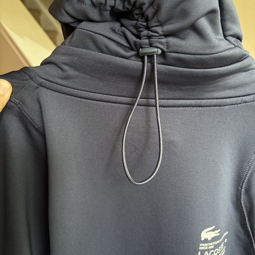 Lacoste Men's Large Sport High Neck Zip Up Hooded Polyester Sweatshirt Navy Blue - Picture 8 of 8