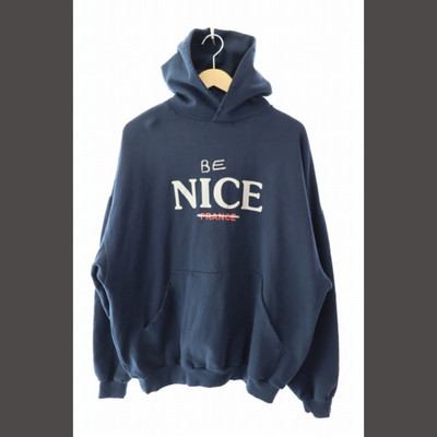 セール!!BALENCIAGA★761458 Balenciaga 23AW BE NICE Print Distressed Pullover Hoodie