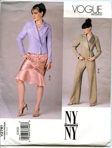 PATRÓN DE MODA 2781 NY The Collection NY - NUEVO SIN CORTAR 8-10-12 Chaqueta Falda Pantalones