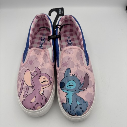 Disney Stitch Angel niedrige Slipper Turnschuhe rosa Schuhe Ground Up Damengröße 8,5