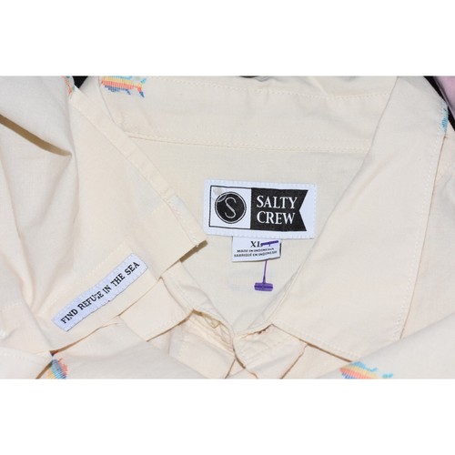 Camisa SALTY CREW Para Hombre Náutica LÍNEAS APRETADAS Manga Corta Abotonada Talla XL NUEVA CON ETIQUETAS - Imagen 7 de 10
