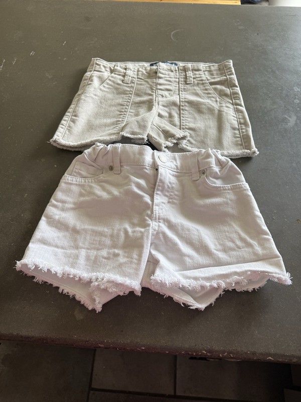 2 Pairs Of Girls Size 8 Shorts Blue spice & Cat & Jack White And Khaki