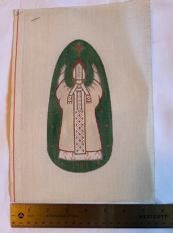 Handpainted Needlepoint Canvas: Catholic Clergy Christmas ornament new 15+ mesh - Image 2 of 3