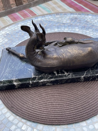 Sirio Tofanari Gazelle Doe and Fawn Bronze Sculpture - Picture 5 of 9