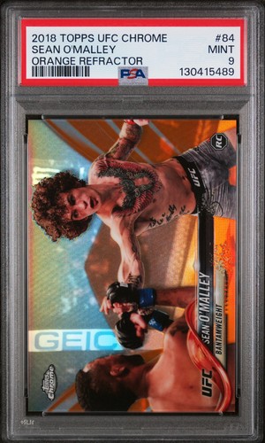 2018 Topps Chrome UFC #84 Sean O'Malley Rookie Orange Refractor 05/25 PSA 9